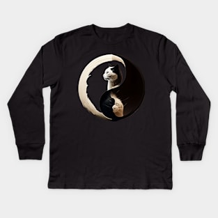 Yin Yang Cat Kids Long Sleeve T-Shirt